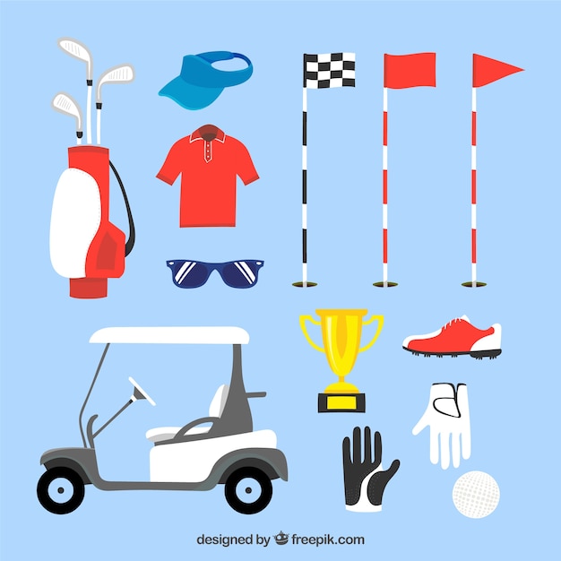 Бесплатное векторное изображение Коллекция элементов гольфа