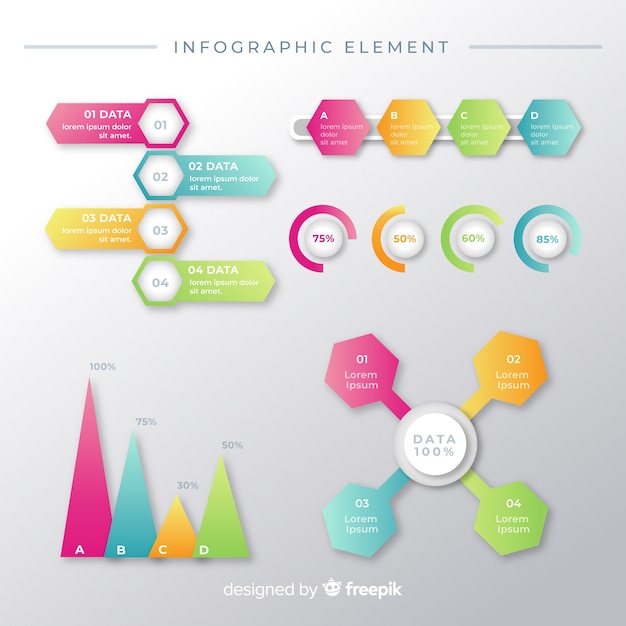 그라데이션 infographic 요소의 컬렉션