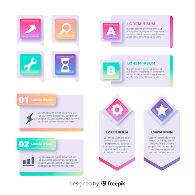 無料ベクター グラデーションインフォグラフィック要素のコレクション