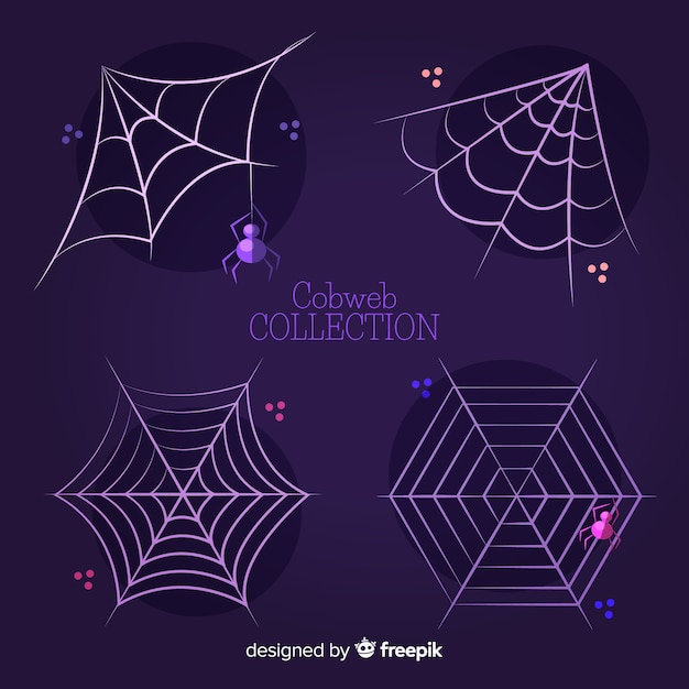 Бесплатное векторное изображение Коллекция хэллоуинской паутины