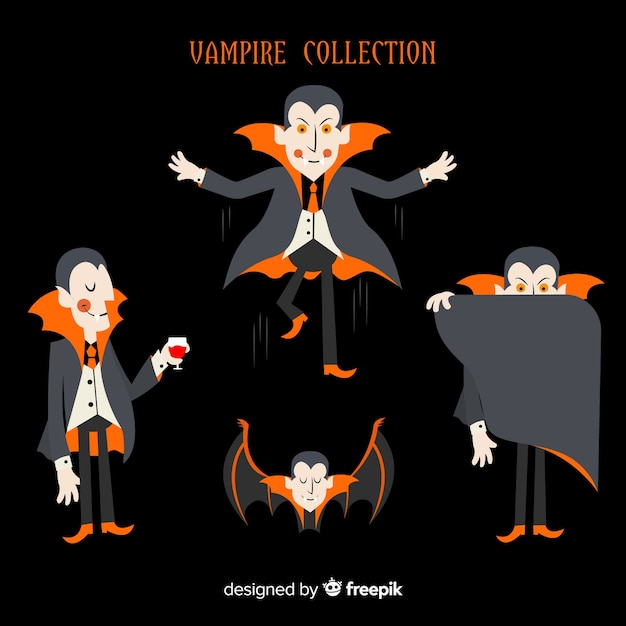 無料ベクター ハロウィーンの吸血鬼のコレクション