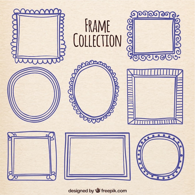 無料ベクター collection of hand-drawn decorative frames