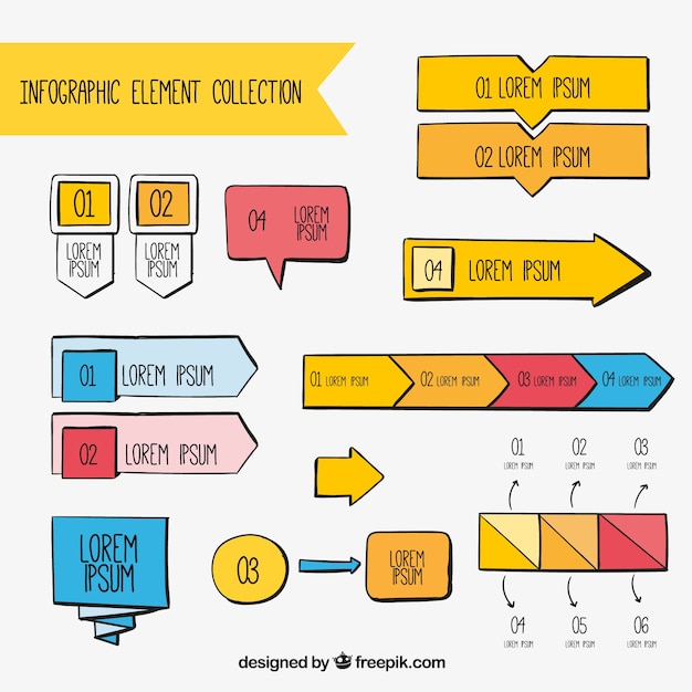 손으로 그린 infographic 요소의 컬렉션