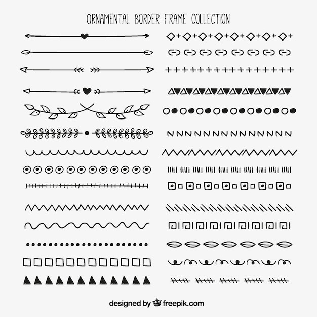 無料ベクター collection of hand drawn ornamental borders