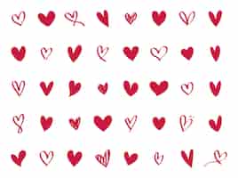 Бесплатное векторное изображение Коллекция иллюстрированных сердечных иконок