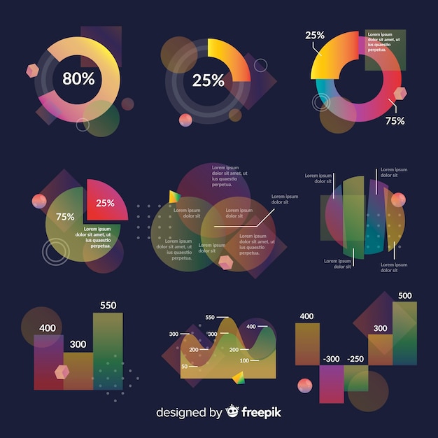 무료 벡터 플랫 스타일의 infographic 요소 컬렉션