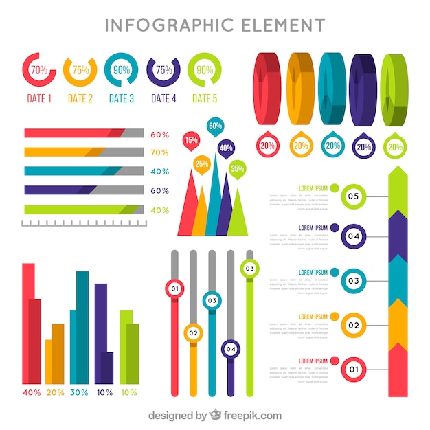 무료 벡터 인포 그래픽 요소의 컬렉션
