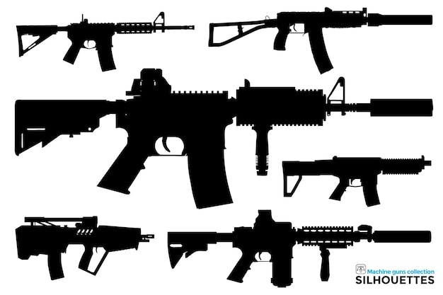 短機関銃シルエット プレミアムベクター 短機関銃シルエット プレミアムベクター