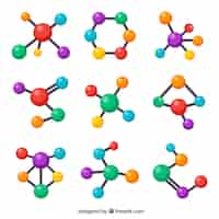 無料ベクター 色の分子構造のコレクション