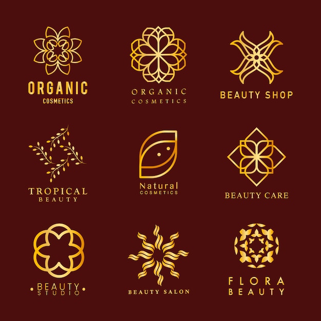 無料ベクター 有機化粧品のロゴのベクトルのコレクション