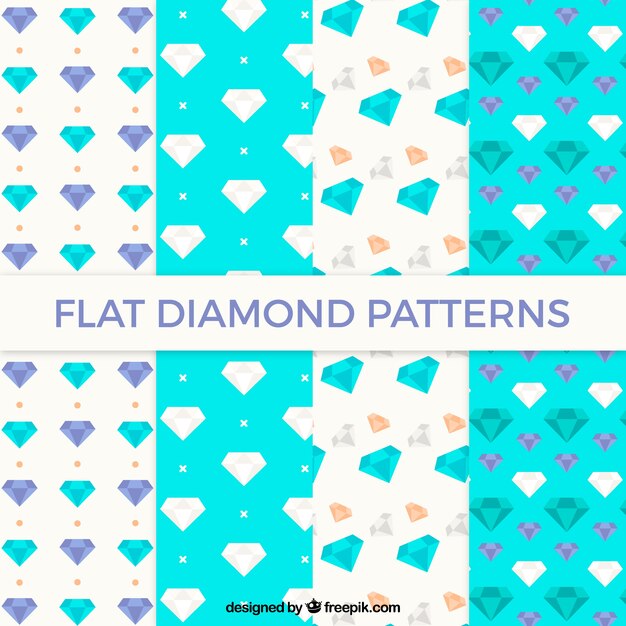 無料ベクター フラットデザインの色のダイヤモンドパターンのコレクション