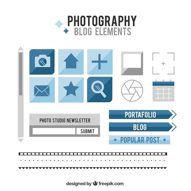 無料ベクター 写真撮影のブログ要素のコレクション