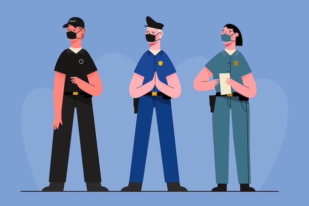 Бесплатное векторное изображение Коллекция полицейской профессии