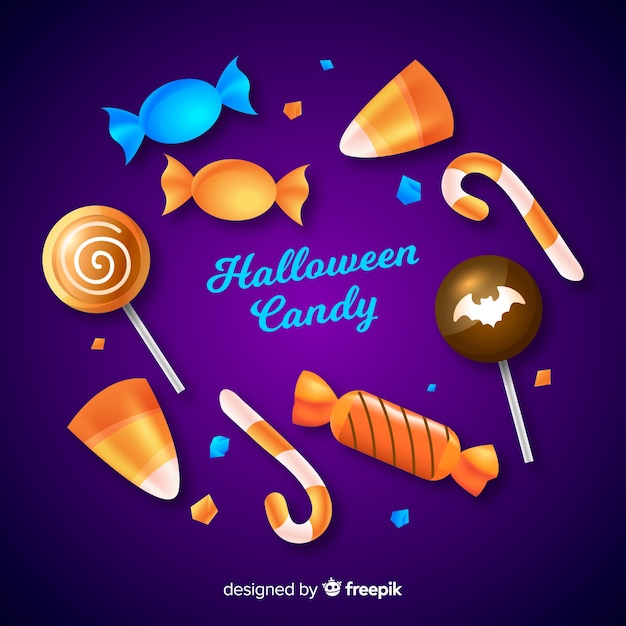 Бесплатное векторное изображение Коллекция реалистичных хэллоуинских сладостей