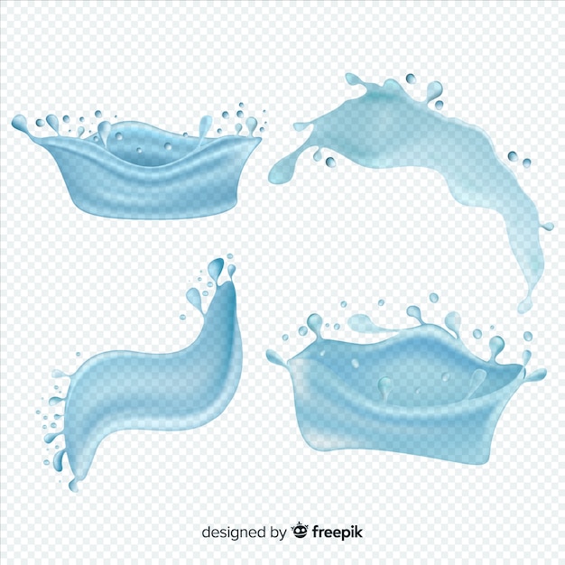 Бесплатное векторное изображение Коллекция реалистичных брызг воды