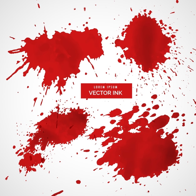 Бесплатное векторное изображение Коллекция брызг вектора красных чернил