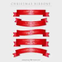 無料ベクター クリスマスメッセージと赤いリボンのコレクション