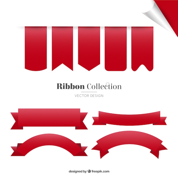 Бесплатное векторное изображение Коллекция красные ленточки