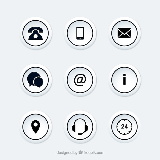 무료 벡터 라운드 연락처 버튼 모음