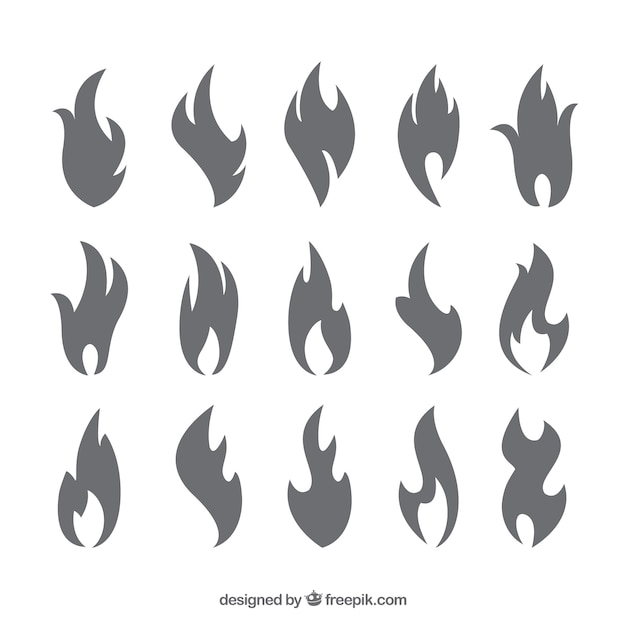 Бесплатное векторное изображение Коллекция силуэтов пламени