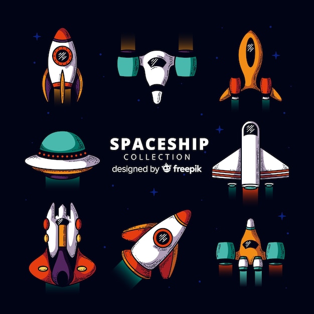 Бесплатное векторное изображение Коллекция космических кораблей