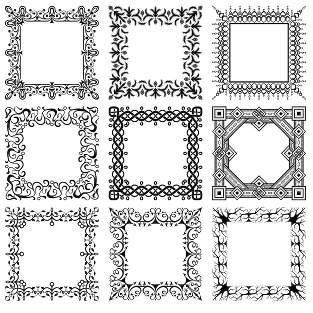 Бесплатное векторное изображение Коллекция векторных квадратных старинных кадров