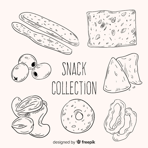 Бесплатное векторное изображение Коллекция вкусных закусок