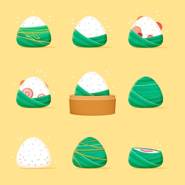 다양한 평면 디자인 용 보트의 zongzi 컬렉션