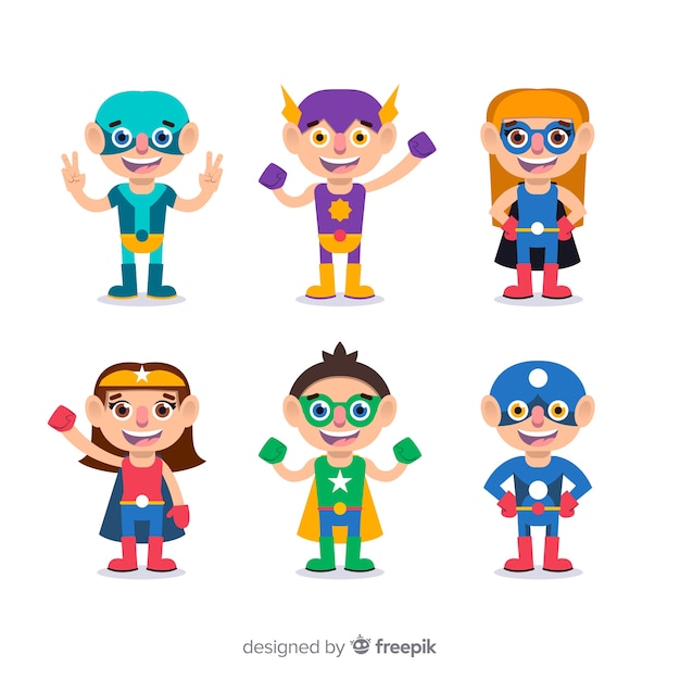 Коллекция различных детей-супергероев