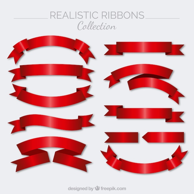 無料ベクター collection of vintage red ribbons