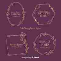 Бесплатное векторное изображение Коллекция логотипов свадебного флориста
