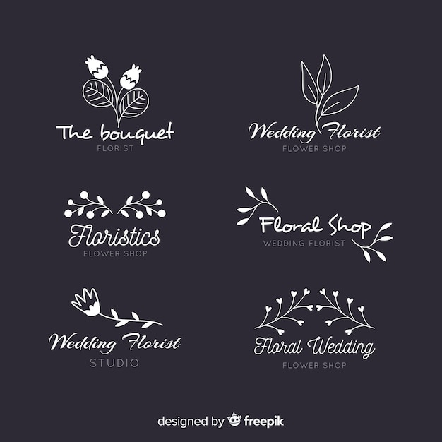 Бесплатное векторное изображение Коллекция логотипов свадебного флориста