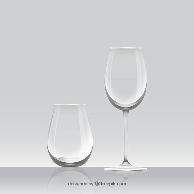 無料ベクター 現実的なスタイルのワイングラスのコレクション