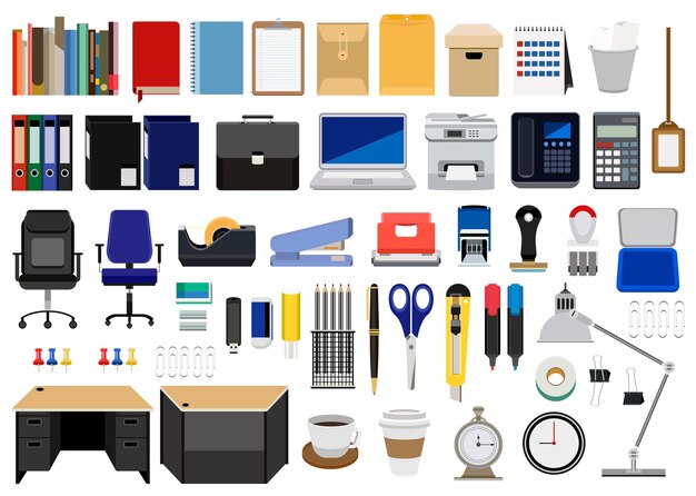 Collection of office stationery