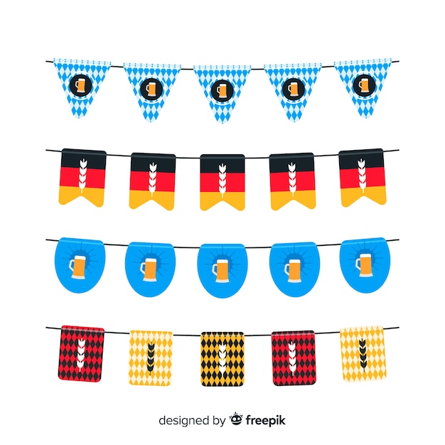 Collezione di design piatto ghirlanda più oktoberfest