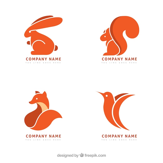 Free vector collection of orange logos in animal shapes
