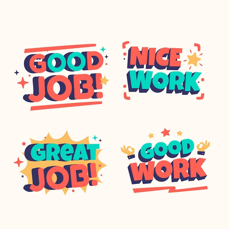 Free Vector collection of organic flat motivational great job stickers