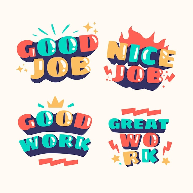 Free vector collection of organic flat motivational great job stickers