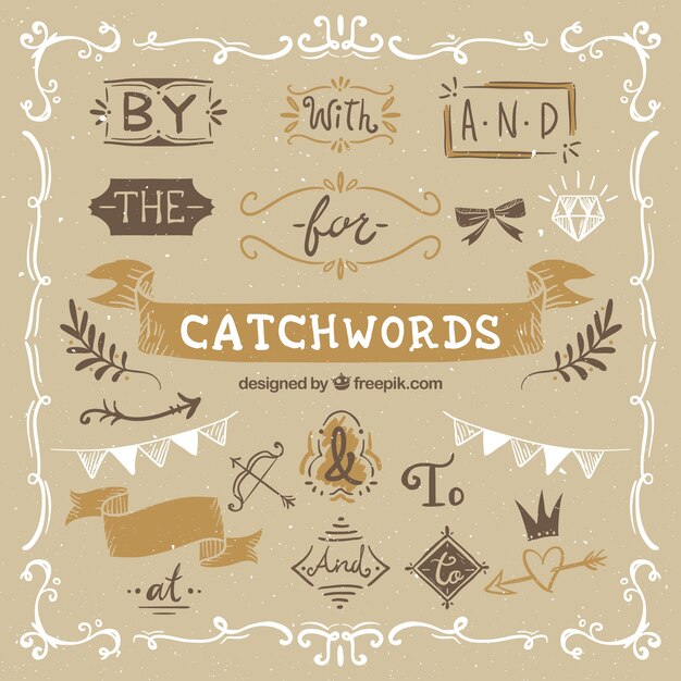 Collection of ornament and catchword in vintage style