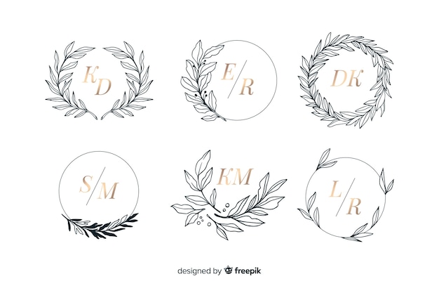 Collection of ornamental wedding monogram