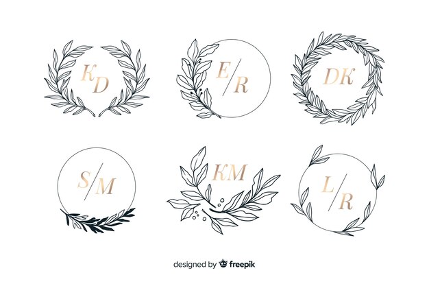 Collection of ornamental wedding monogram