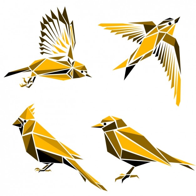 Collection os birds made of polygonal shapes