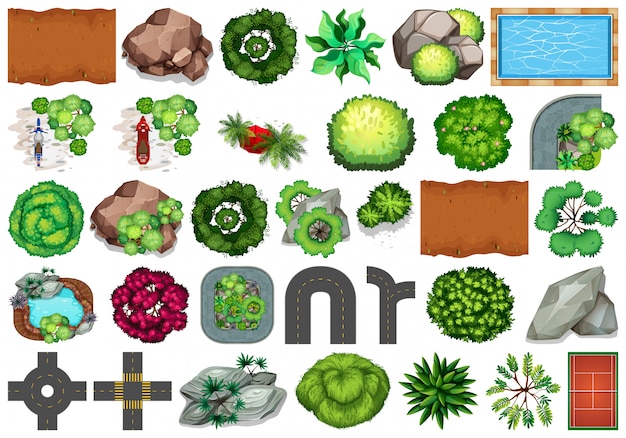 Free vector collection of outdoor nature themed objects and plant elements