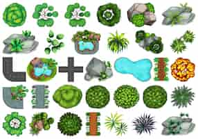 Free vector collection of outdoor nature themed objects and plant elements