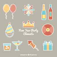 Free vector collection of party items for new year