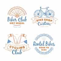 Vettore gratuito collezione di logo vintage bici color pastello