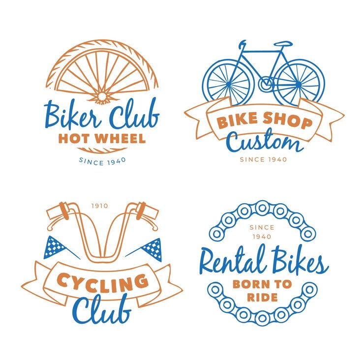 Free Vector collection of pastel colored bike vintage logo