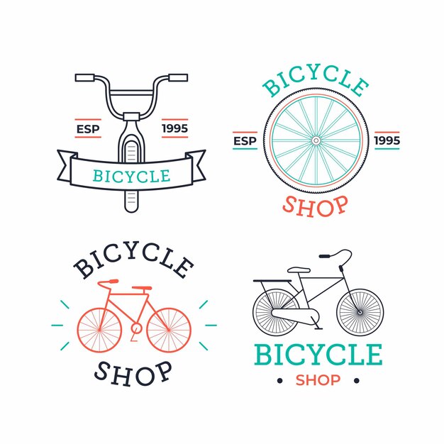 Collection of pastel colored bike vintage logo