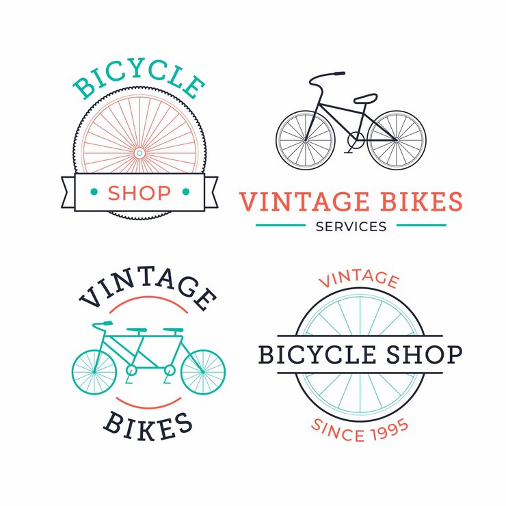Free Vector collection of pastel colored bike vintage logo