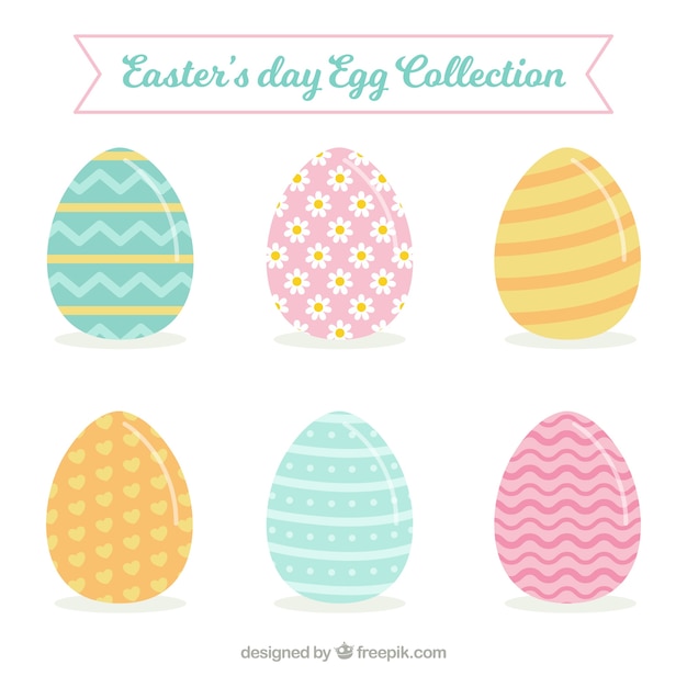 Free vector collection of pastel easter eggs